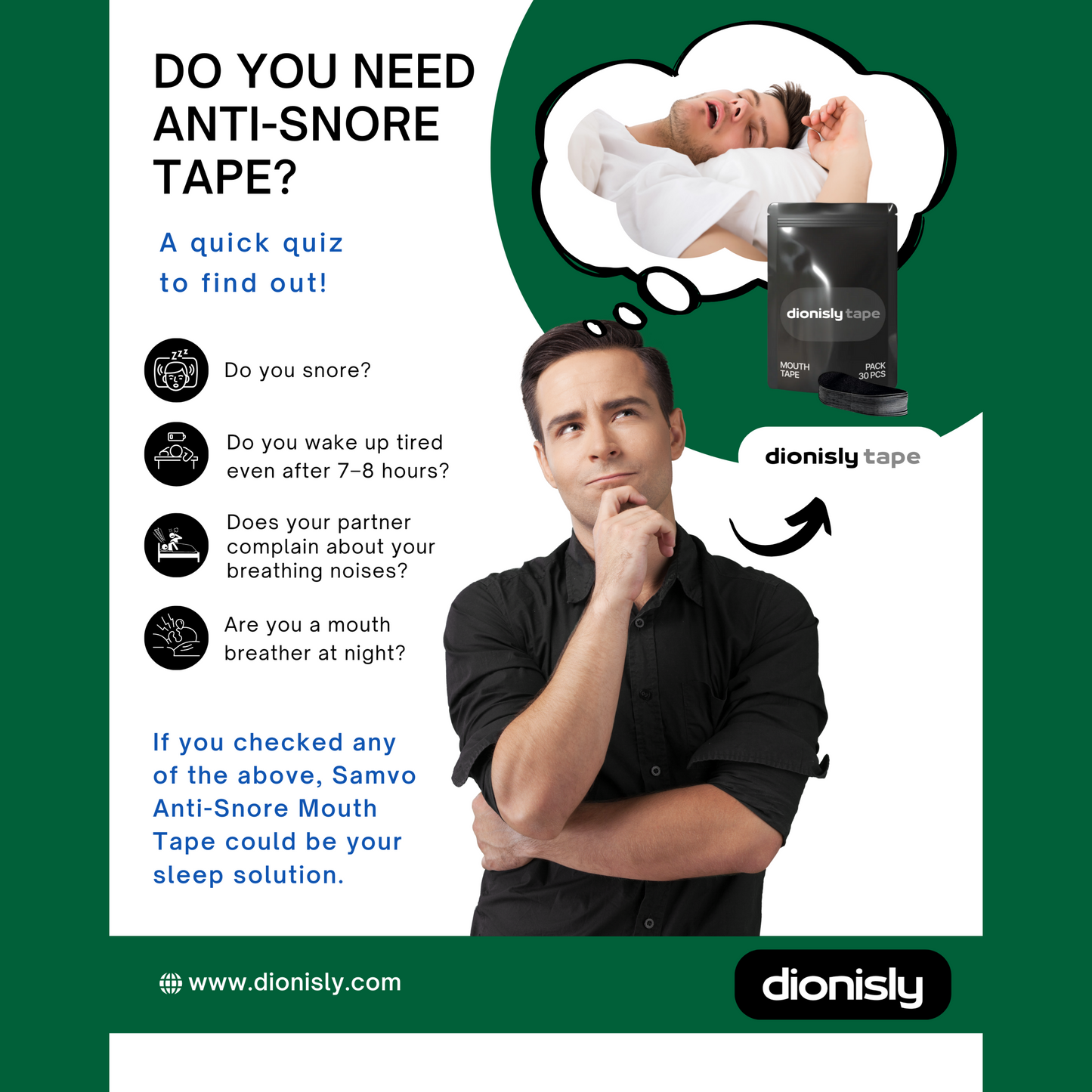 Dionisly Tape Anti-Snore Mouth – Breathe Better, Sleep Deeper