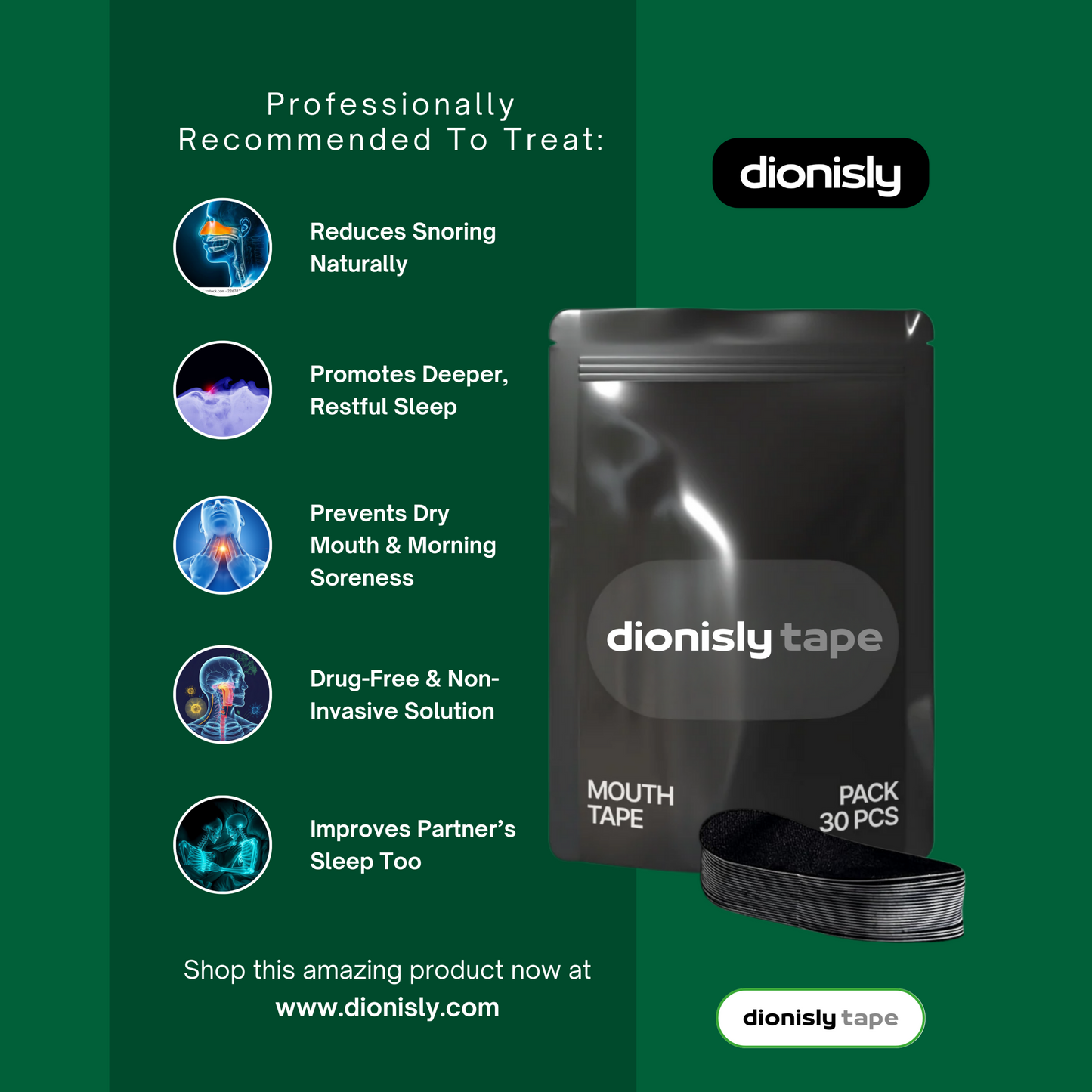 Dionisly Tape Anti-Snore Mouth – Breathe Better, Sleep Deeper